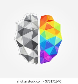 Creative concept of the human brain. Left and right side. Brain left and right side hemispheres concept.