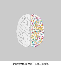 Creative concept of the human brain on grey background , Vector illustration
