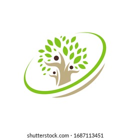 creative concept of human tree family Logo icon vector illustrations