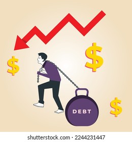 The creative concept idea of business fund management trap or finance problem  heavy debt. Suitable to place on content about financial educationConcept Showing a person trap in a credit card debt