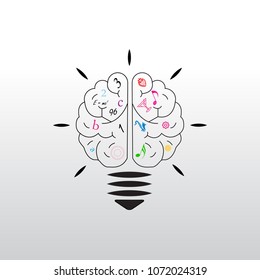 Creative concept with idea and mind icon design. Vector illustration