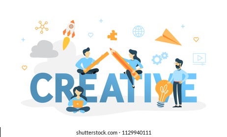 Creative Concept Idea Creative Thinking Imagination Stock Vector ...