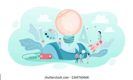 Creative concept. Idea of creative thinking and imagination. Inspiration and innovation. Isolated vector illustration in cartoon style