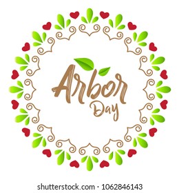 Creative concept illustration for Arbor Day Celebrations. Can be used for poster, banner, backgrounds, icon, logo, greetings, print, cards, and labels with tree elements. 