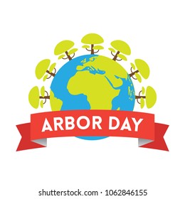 Creative concept illustration for Arbor Day Celebrations. Can be used for poster, banner, backgrounds, icon, logo, greetings, print, cards, and labels with tree elements. 