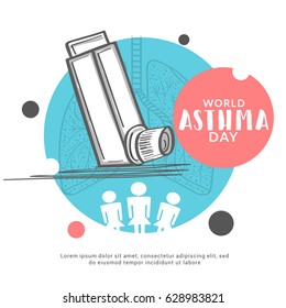 Creative Concept illustration Of World Asthma Day With Inhaler And Stylish Text on Isolated Background.