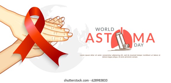 Creative Concept illustration Of World Asthma Day With Inhaler And Stylish Text on Isolated Background.