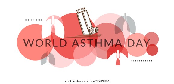 Creative Concept illustration Of World Asthma Day With Inhaler And Stylish Text on Isolated Background.