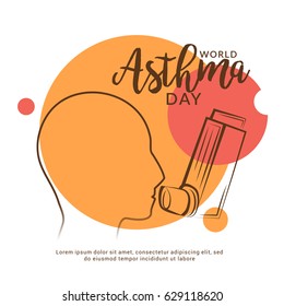 Creative Concept illustration Of World Asthma Day With Inhaler And Stylish Text on Isolated Background.