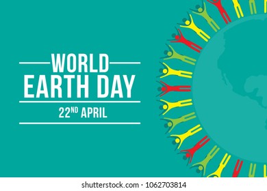 Creative concept illustration for World Earth Day on April 22. Can be used for posters, banners, campaigns, backgrounds, greetings, print, badge, label, symbol, typographic logo and designs.
