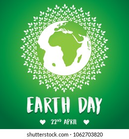 Creative concept illustration for World Earth Day on April 22. Can be used for posters, banners, campaigns, backgrounds, greetings, print, badge, label, symbol, typographic logo and designs.