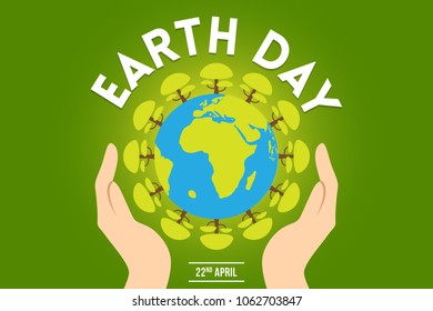 Creative concept illustration for World Earth Day on April 22. Can be used for posters, banners, campaigns, backgrounds, greetings, print, badge, label, symbol, typographic logo and designs.