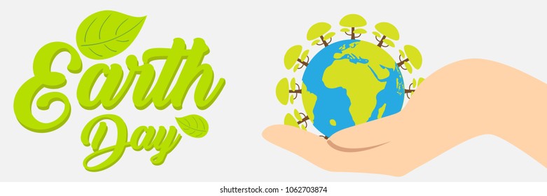 Creative concept illustration for World Earth Day on April 22. Can be used for posters, banners, campaigns, backgrounds, greetings, print, badge, label, symbol, typographic logo and designs.