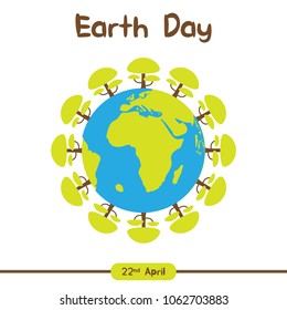 Creative concept illustration for World Earth Day on April 22. Can be used for posters, banners, campaigns, backgrounds, greetings, print, badge, label, symbol, typographic logo and designs.