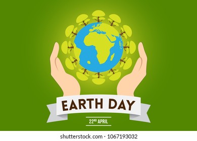 Creative concept illustration for World Earth Day on April 22. Can be used for posters, banners, campaigns, backgrounds, greetings, print, badge, label, symbol, typographic logo and designs.