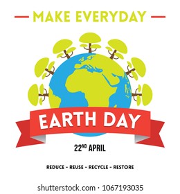 Creative concept illustration for World Earth Day on April 22. Can be used for posters, banners, campaigns, backgrounds, greetings, print, badge, label, symbol, typographic logo and designs.