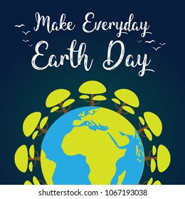 Creative concept illustration for World Earth Day on April 22. Can be used for posters, banners, campaigns, backgrounds, greetings, print, badge, label, symbol, typographic logo and designs.