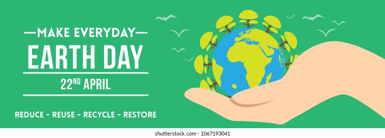 Creative concept illustration for World Earth Day on April 22. Can be used for posters, banners, campaigns, backgrounds, greetings, print, badge, label, symbol, typographic logo and designs.