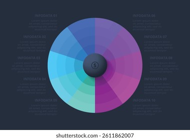 Creative concept for infographic with 10 steps, options, parts or processes. Business data visualization.