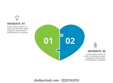 Creative concept for infographic with 2 steps, options, parts or processes. Business data visualization.
