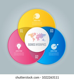 Creative concept for infographic with 3 options, parts or processes. Timeline infographic business design and marketing icons for presentation, annual report, diagram, workflow layout and web design.