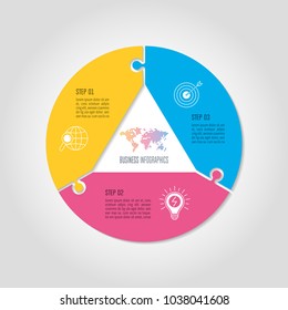 Creative concept for infographic with 3 options, parts or processes. Timeline infographic business design and marketing icons for presentation, annual report, diagram, workflow layout and web design.