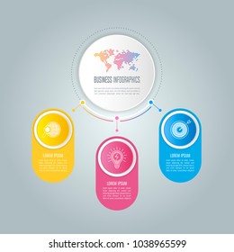 Creative concept for infographic with 3 options, parts or processes. Timeline infographic business design and marketing icons for presentation, annual report, diagram, workflow layout and web design.