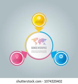 Creative concept for infographic with 3 options, parts or processes. Timeline infographic business design and marketing icons for presentation, annual report, diagram, workflow layout and web design.