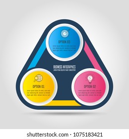 Creative concept for infographic with 3 options, parts or processes. Timeline infographic business design and marketing icons for presentation, annual report, diagram, workflow layout and web design.