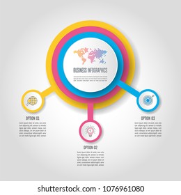 Creative concept for infographic with 3 options, parts or processes. Timeline infographic business design and marketing icons for presentation, annual report, diagram, workflow layout and web design.