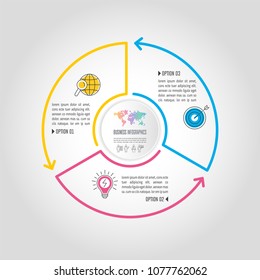 Creative concept for infographic with 3 options, parts or processes. Timeline infographic business design and marketing icons for presentation, annual report, diagram, workflow layout and web design.