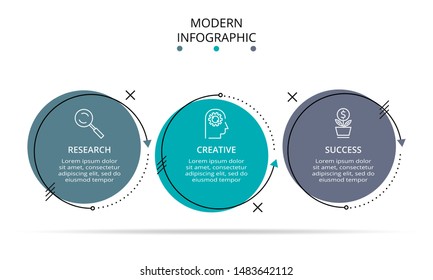 Creative concept for infographic with 3 steps, options, parts or processes. Business data visualization