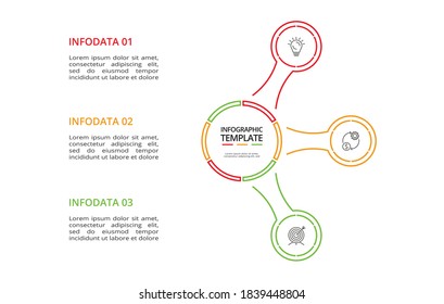 Concepto creativo para infografía con 3 pasos, opciones, partes o procesos. Visualización de datos empresariales
