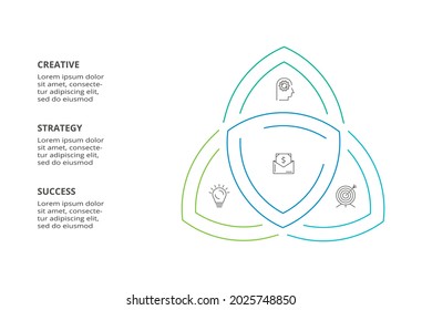 Creative concept for infographic with 3 steps, options, parts or processes. Business data visualization.