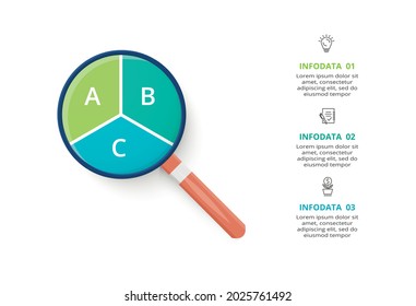 Concepto creativo para infografía con 3 pasos, opciones, partes o procesos. Visualización de datos empresariales.