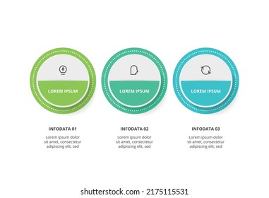 Kreatives Konzept für Infografik mit 3 Schritten, Optionen, Teilen oder Prozessen. Visualisierung von Geschäftsdaten.