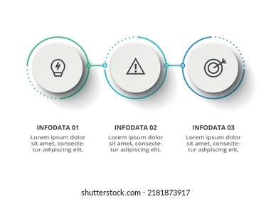 Kreatives Konzept für Infografik mit 3 Schritten, Optionen, Teilen oder Prozessen. Visualisierung von Geschäftsdaten.