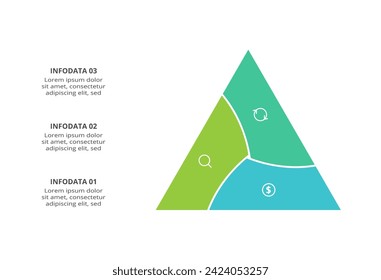 Concepto creativo para infografía con 3 pasos, opciones, partes o procesos. Visualización de datos empresariales.