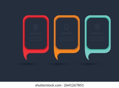 Creative concept for infographic with 3 steps, template for web on a black background.