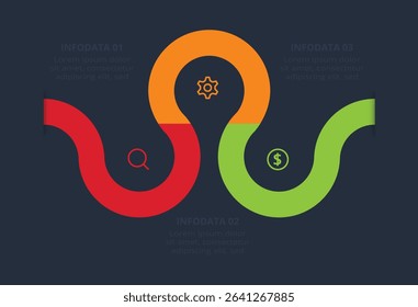 Creative concept for infographic with 3 steps, template for web on a black background.