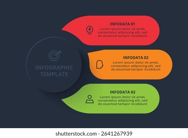 Creative concept for infographic with 3 steps, template for web on a black background.