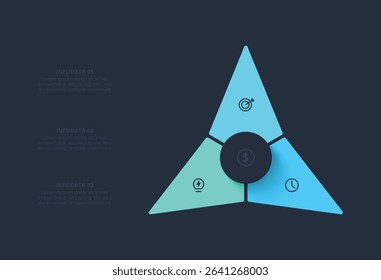 Creative concept for infographic with 3 steps, template for web on a black background.