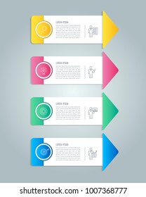 Creative concept for infographic with 4 options, parts or processes. Timeline infographic business design and marketing icons for presentation, annual report, diagram, workflow layout and web design.