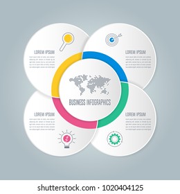 Creative concept for infographic with 4 options, parts or processes. Timeline infographic business design and marketing icons for presentation, annual report, diagram, workflow layout and web design.