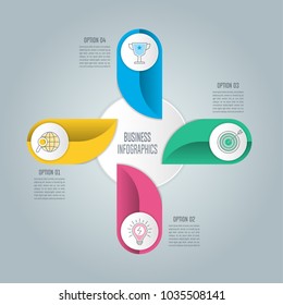 Creative concept for infographic with 4 options, parts or processes. Timeline infographic business design and marketing icons for presentation, annual report, diagram, workflow layout and web design.