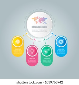 Creative concept for infographic with 4 options, parts or processes. Timeline infographic business design and marketing icons for presentation, annual report, diagram, workflow layout and web design.