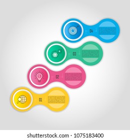 Creative concept for infographic with 4 options, parts or processes. Timeline infographic business design and marketing icons for presentation, annual report, diagram, workflow layout and web design.
