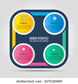 Creative concept for infographic with 4 options, parts or processes. Timeline infographic business design and marketing icons for presentation, annual report, diagram, workflow layout and web design.