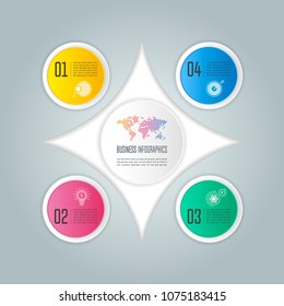 Creative concept for infographic with 4 options, parts or processes. Timeline infographic business design and marketing icons for presentation, annual report, diagram, workflow layout and web design.