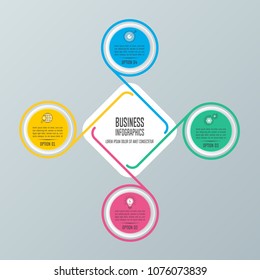 Creative concept for infographic with 4 options, parts or processes. Timeline infographic business design and marketing icons for presentation, annual report, diagram, workflow layout and web design.